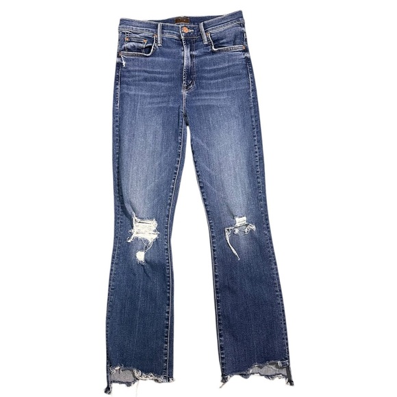 Mother The Insider Crop Step Chew Jeans in Dancing on Coals Distressed 25 - Picture 1 of 10